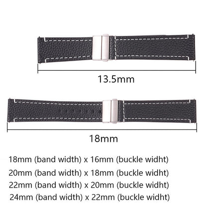 Soft Genuine Leather Smart Watch Band, 18 20 22 24mm, Women Men, Cowhide Strap, Quick Release Watchband