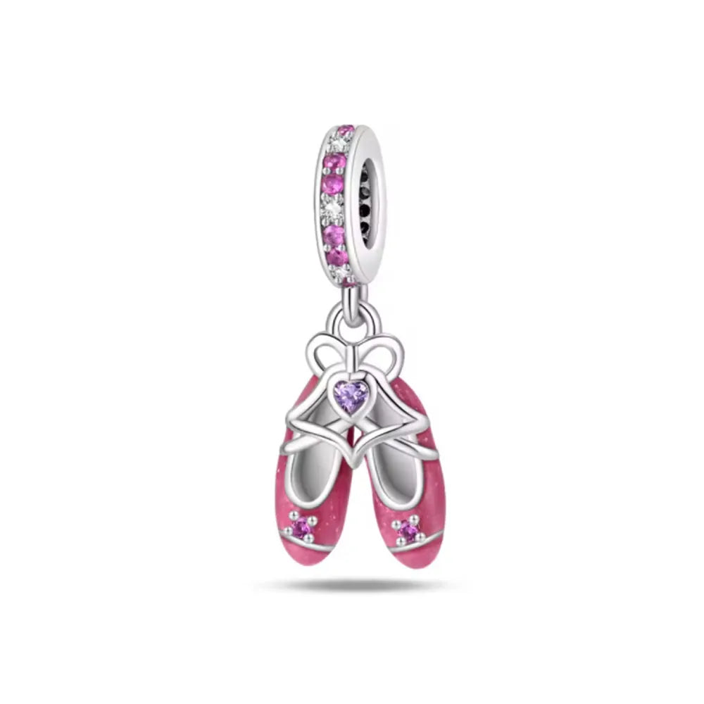 Pink Bead Bag Perfume Lipstick high heels Pendant fit Original Bracelet Accessories DIY Jewelry Women 925Silver Gift Trunk Charm