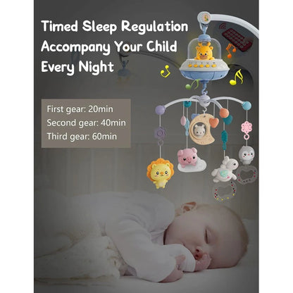 Baby Crib Mobile with Lights Music Projection for Infants 0-6 Months Remote Control Crib Toys for Newborn Baby Mobile for Crib