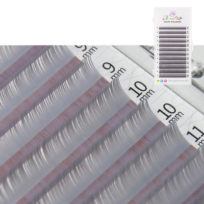 GLAMLASH Colored Lashes Lake Blue/Lavender/Cinnamon/Dark Green/Matcha Grey Individual Natural False Colorful Eyelash Extension