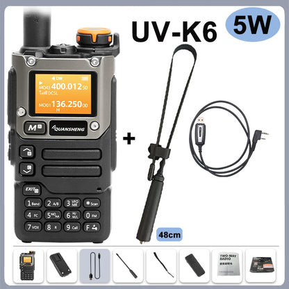 Quansheng UV-K6 Walkie Talkie 5W Radio de banda aérea Carga tipo C UHF VHF DTMF FM Scrambler NOAA Frecuencia inalámbrica Radio CB de dos vías