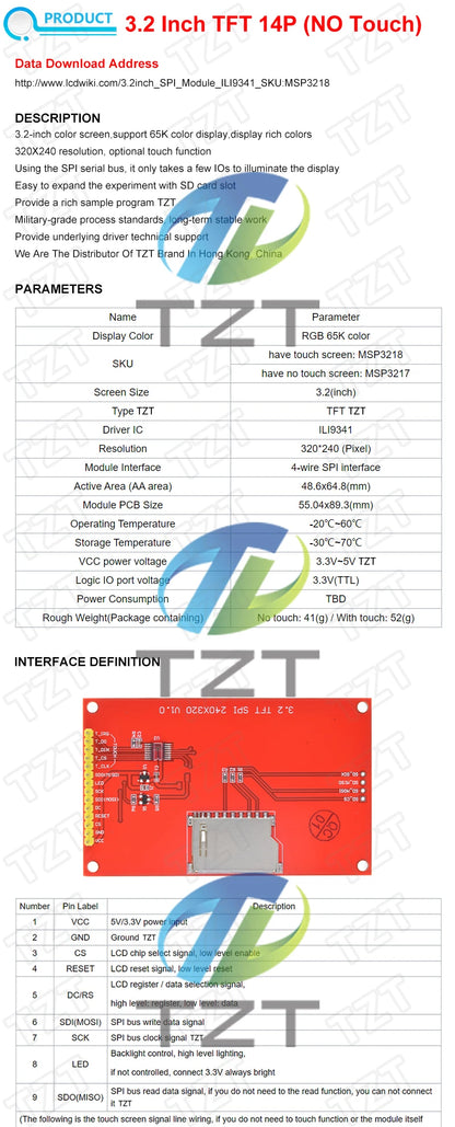 TFT Display, 0.96/1.3/1.44/1.8/2.4/2.8/3.5 Inch TFT Full Color Screen LCD Module, ST7735 ILI9341 Driver Interface SPI for Arduino