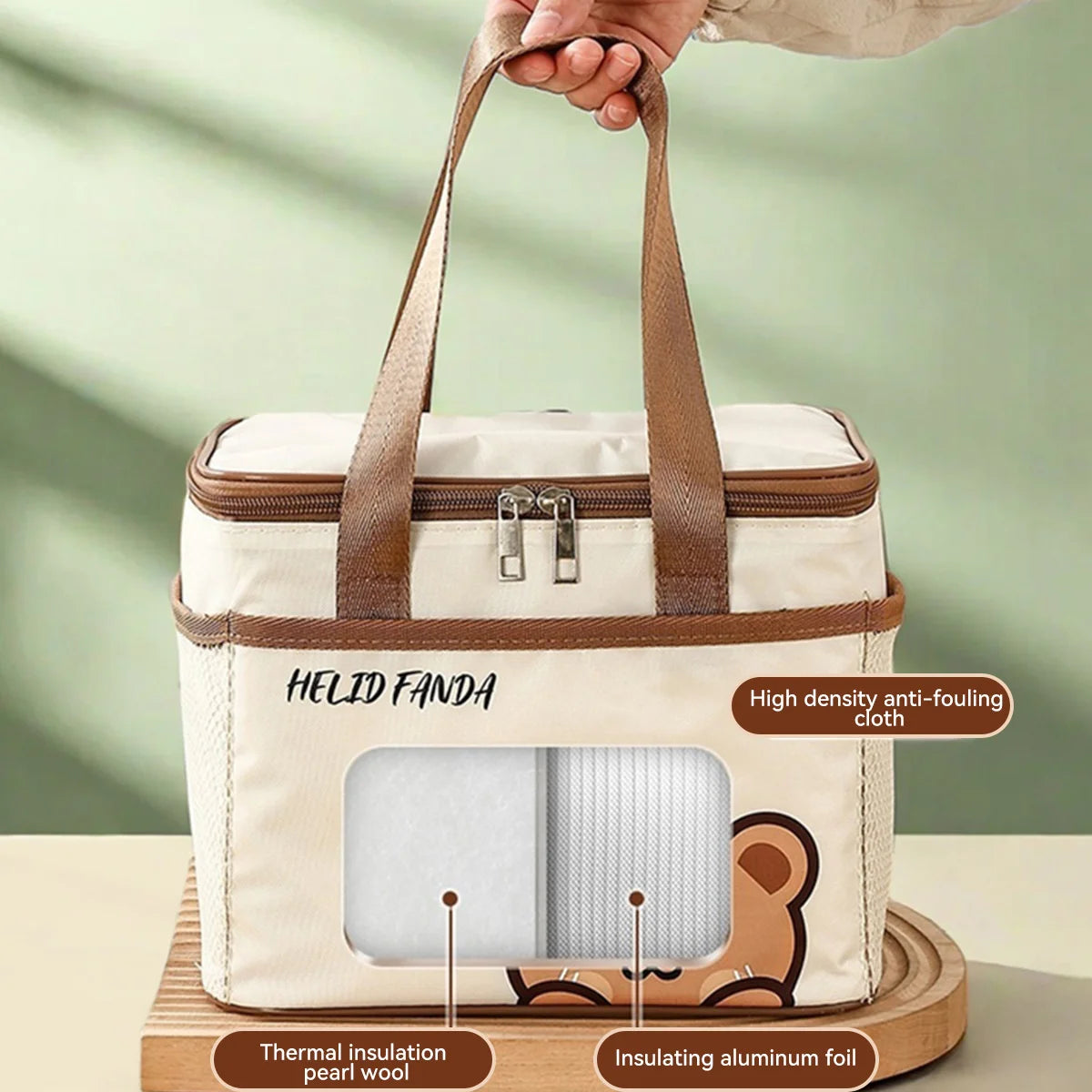 WORTHBUY Cute Thermal Lunch Box Bag, Student Portable Large Capacity Insulated Lunch Bag, Waterproof Reusable Picnic Cooler Bag
