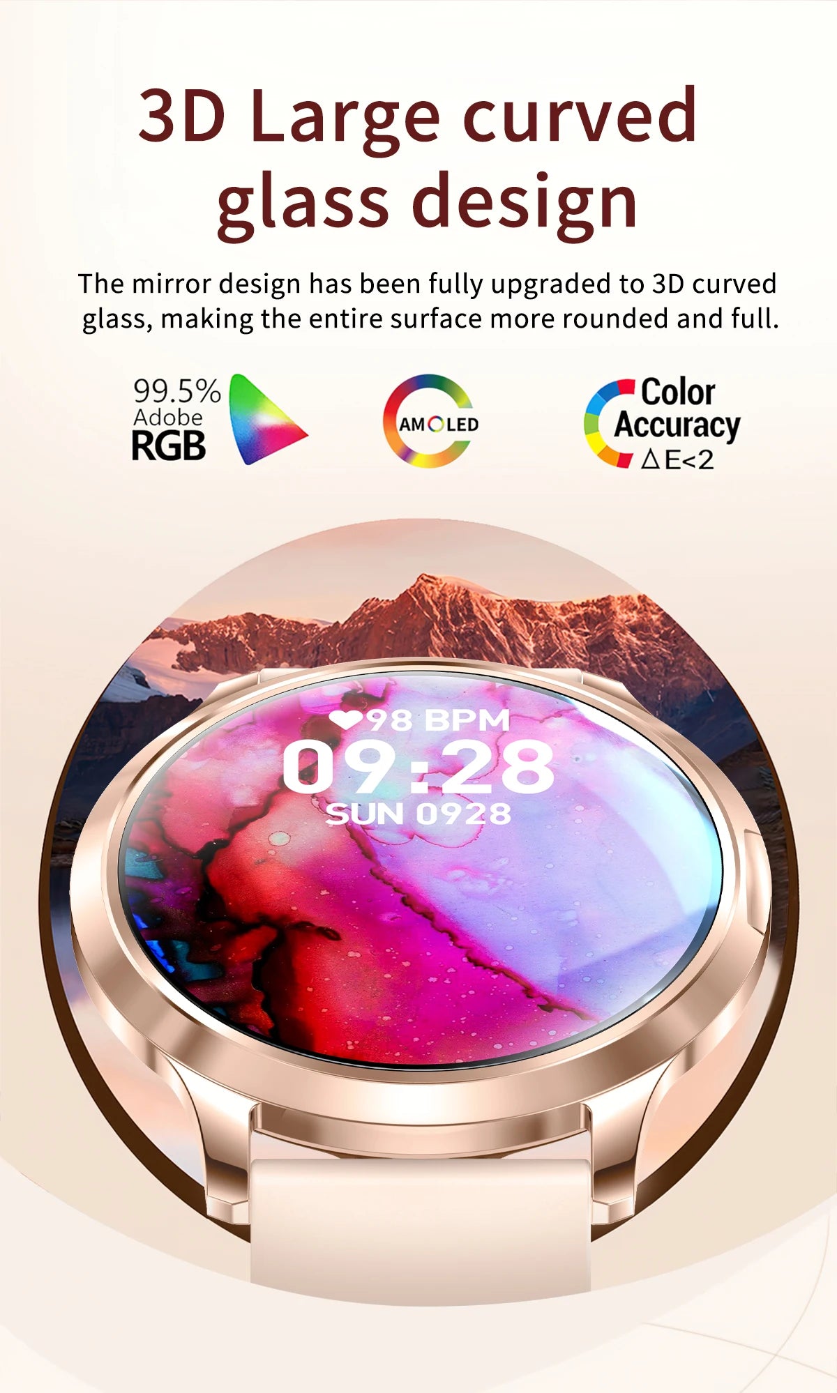 New Women Smart Watch 1.32"AMOLED Full Touch Screen Bluetooth Call Blood Pressure IP68 Waterproof NFC 7.3mm Ultra-thin bracelet