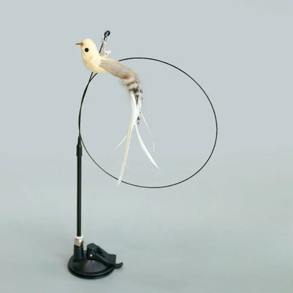 Interactive Cat Toy Hands-Free Cat Stick Playing Kitten Playing Teaser Wand Toy Suction Cup Bird/Feather Cat Wand Pet Supplies