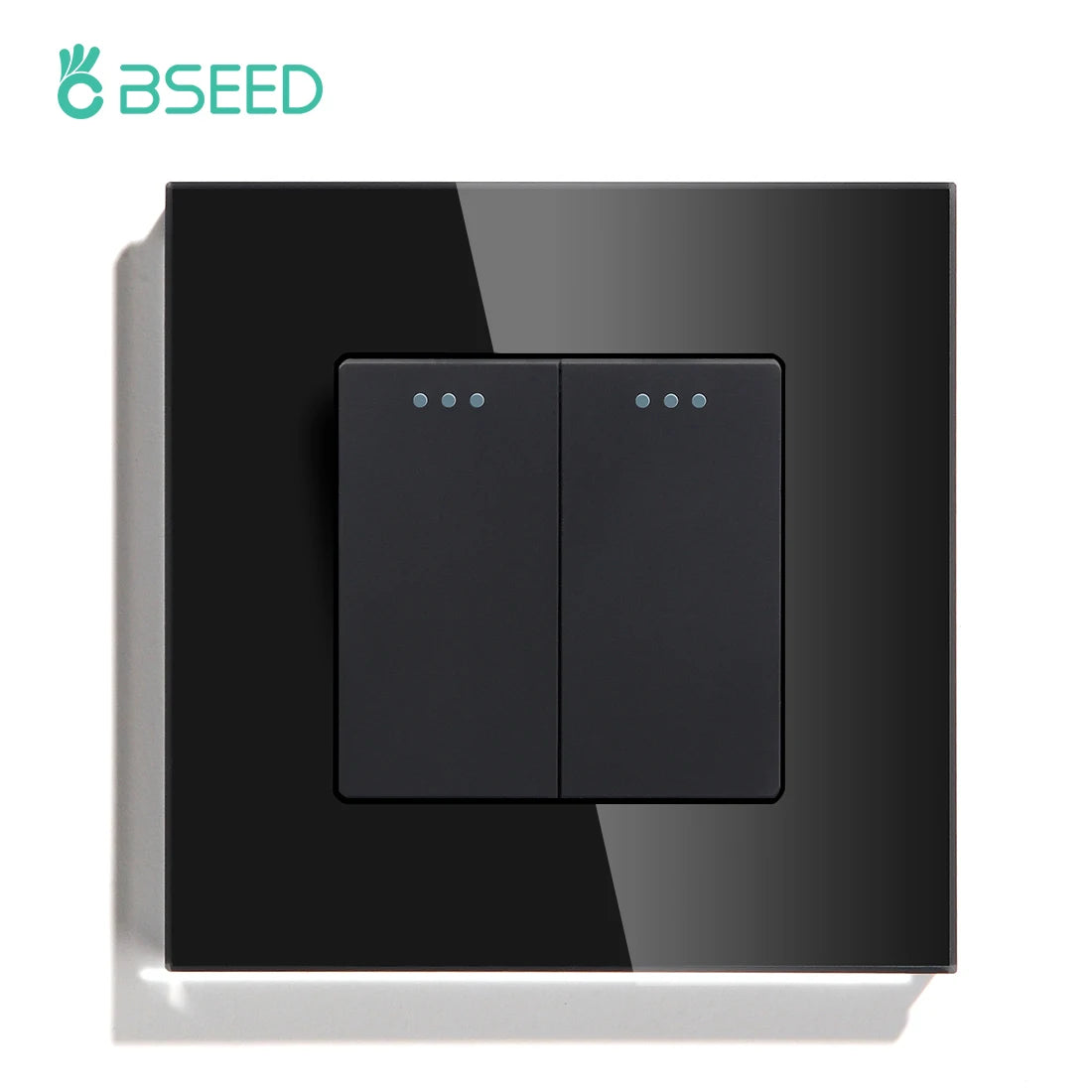 Bseed EU Standard Mechanical Reset Switch 1/2/3Gang 1Way Push Button Switches With Crystal Glass Panel White Black 250V