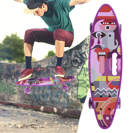 Four Wheels Skateboard Portable Children Skateboard with Four Wear Resistant Flashing Wheels for Kid Beginners Kid Skateboard