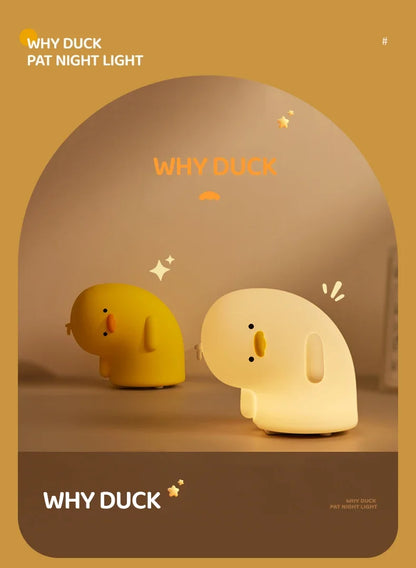 Rechargeable LED Night Light Cute Duck Silicone Patting Lamp Nursery Children Nightlights Home Bedside Room Decor Birthday Gift
