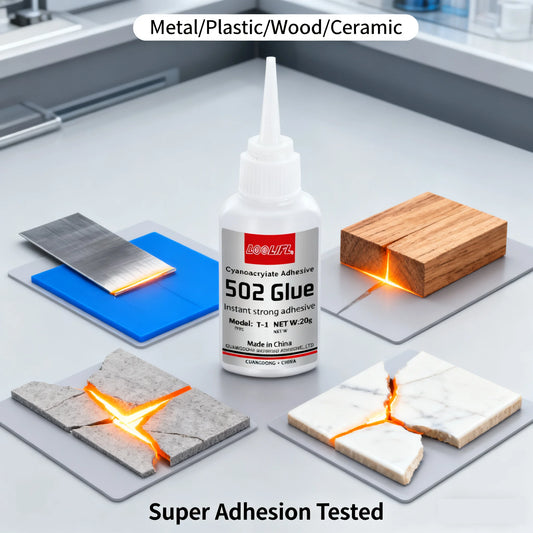 502 Super Adhesivo - Cianoacrilato de secado rápido, adecuado para cuero, caucho, metal, adhesivo fuerte, incoloro y transparente