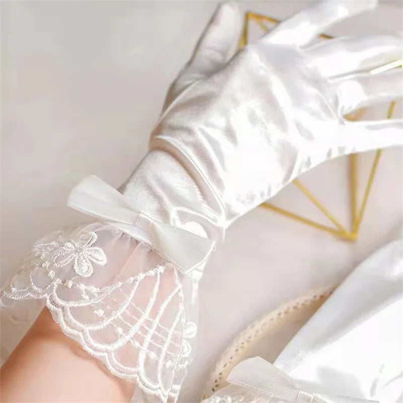Sexy Transparent Black White Mesh Tulle Glove, Spring Summer Thin Short Glove, Party Dancing Dress Wedding Glove, Lolita New