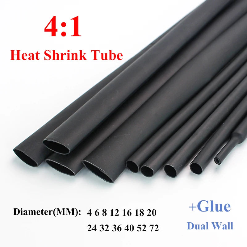 1Meter, 4:1 Thermoretractile Heat Shrinkable Tube, Heat Shrink Tube With Glue Dual Wall Tubing Diameter 4 6 8 16 24 40 52 72