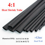 1Meter, 4:1 Thermoretractile Heat Shrinkable Tube, Heat Shrink Tube With Glue Dual Wall Tubing Diameter 4 6 8 16 24 40 52 72