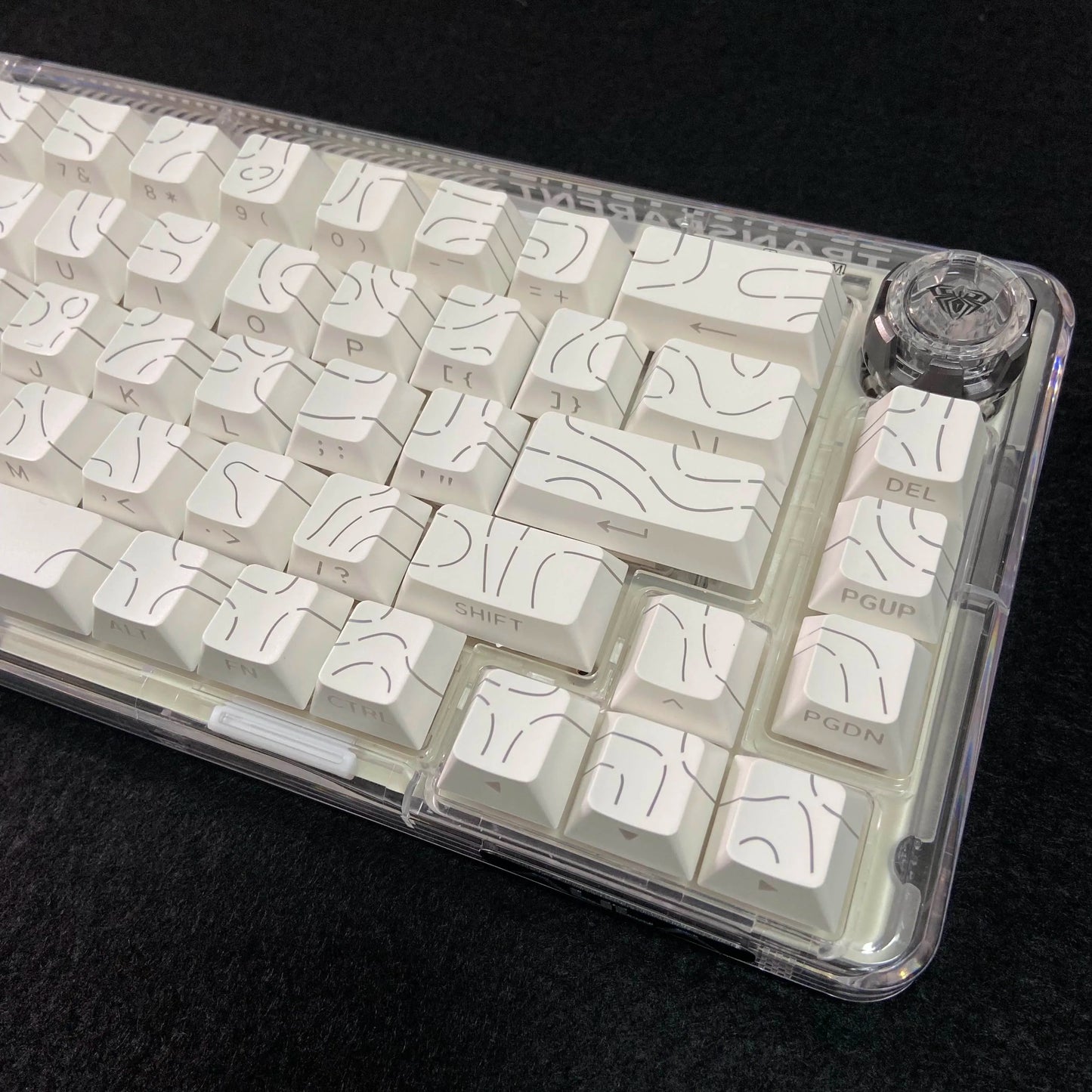Contour Lines Translucent Keycaps Side Engraving Cherry Profile Black White Key Cap 60 70 80 90 100 Layout Mechanical Keyboard