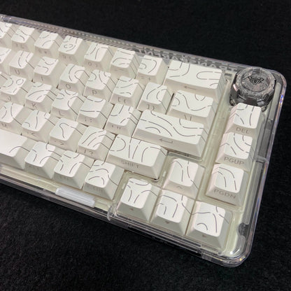 Contour Lines Translucent Keycaps Side Engraving Cherry Profile Black White Key Cap 60 70 80 90 100 Layout Mechanical Keyboard