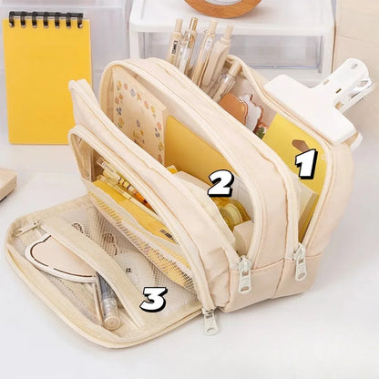 Large Capacity Pencil Case, Handheld Pen Pouch, Portable Cosmetic Bag, Gift for Office, School, Teen Girl, Boy, Men, Women, Adult