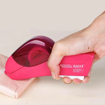 Dispensador automático de cinta de 1 unidad, diseño de una sola mano, viene con 1 rollo de cinta de 0,75 pulgadas para envolver cajas de regalo navideñas.