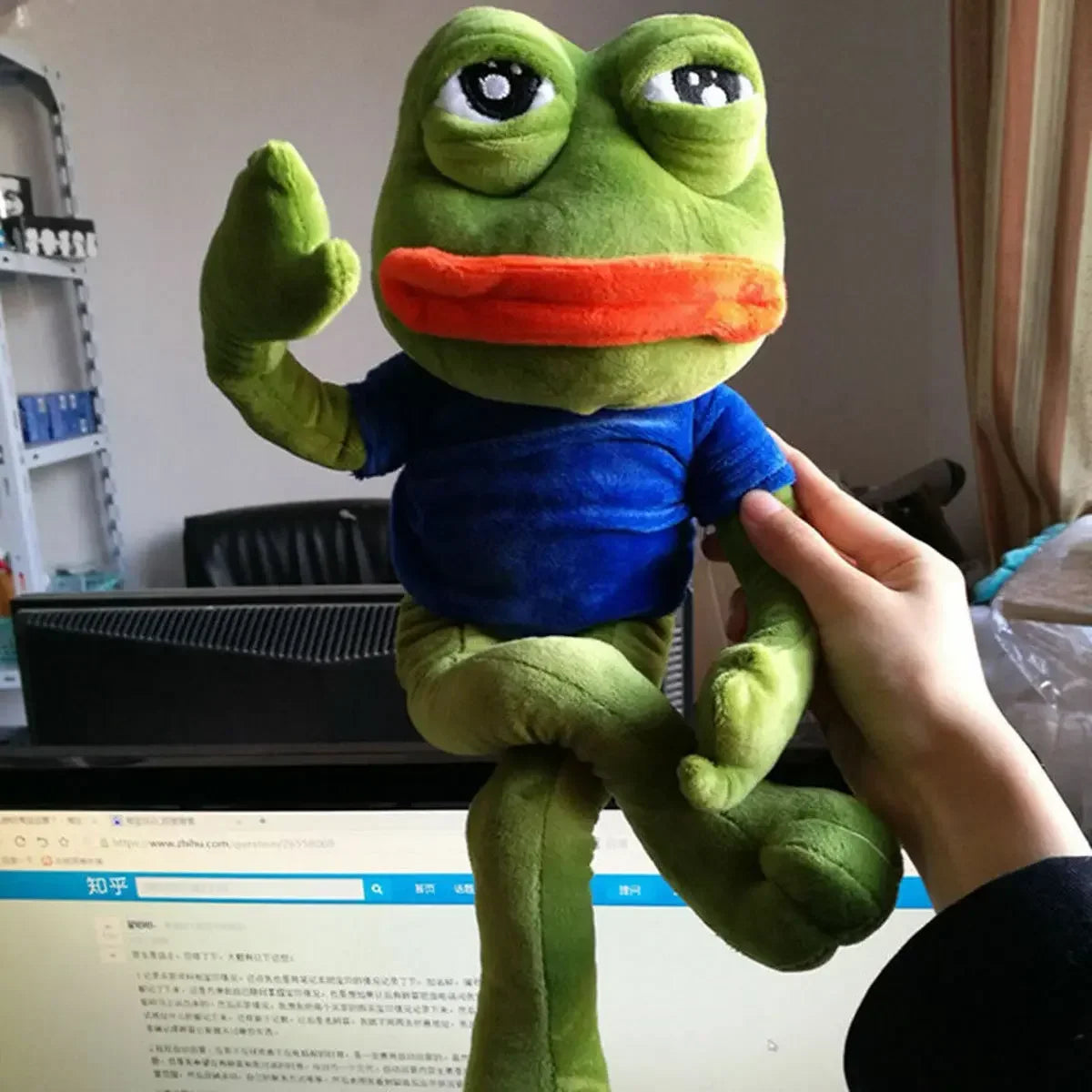 45cm Sad Frog Plush Toy Soft Stuffed Pillow Magic Expression Pepe The Sad Frog Animal Plush Doll Birthday Gifts for Kids Girl