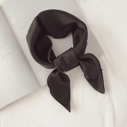 Luxury Solid 70*70cm Silk Square Scarf Women Soft Satin Hairband Neckerchief Tie Female Headband Foulard Bag Ribbon Gift