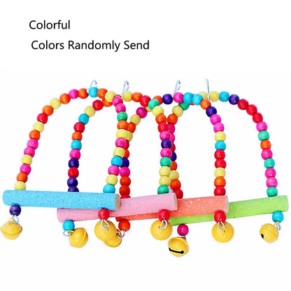 Natural Wood Birds Pets Parrots Ladders Climbing Toy Hanging Colorful Balls Parrot Swing Toys for Conures Parakeets Cockatiels