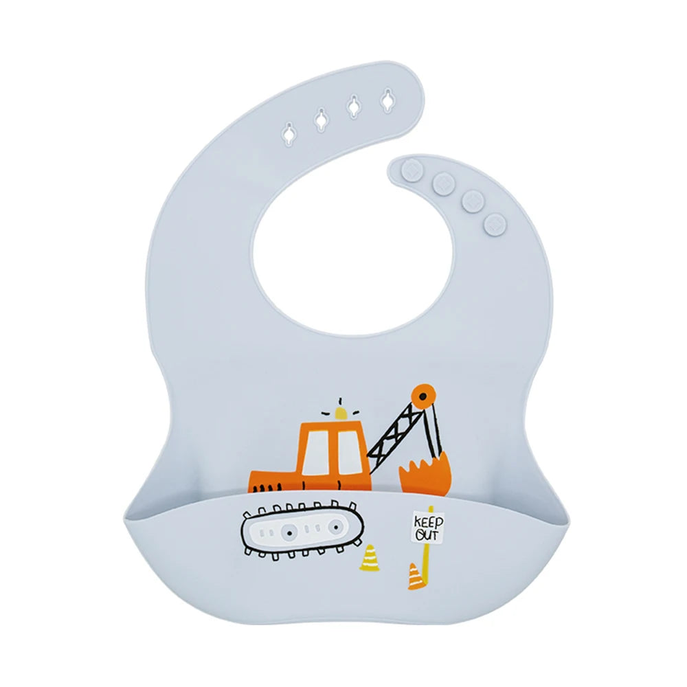 Baberos impermeables para niños, alimentación de bebés, cosas para comer, silicona suave, estampado de dibujos animados de animales, baberos ajustables para probar y alimentar al bebé