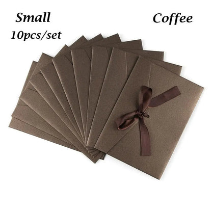 10 Pcs/set Envelope Pearlescent Paper Bow Thicken Ribbon Retro Creative Color Stationery Wedding Invited Gift High Quality