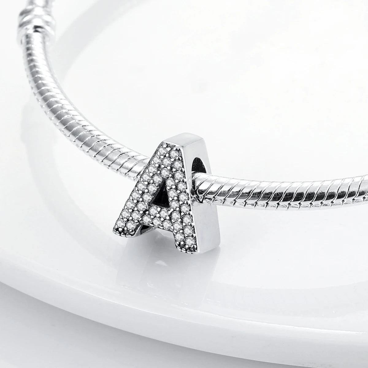 Fit Original Bangle Bracelet DIY A-Z Alphabet Charms Bead 925 Sterling Silver CZ Zircon LOVE Letter Dangle Pendant Jewelry Gift