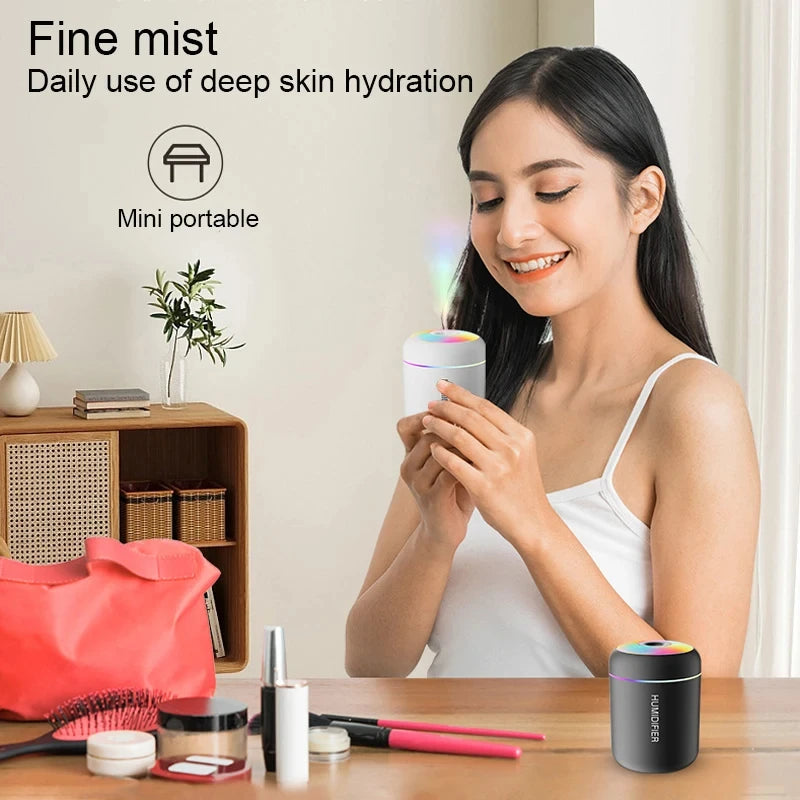 HOMEFISH Mini Air Humidifier USB Aroma Diffuser Essential Oil Purifier Cool Mist Sprayer Home Bedroom LED Desktop Humidifier