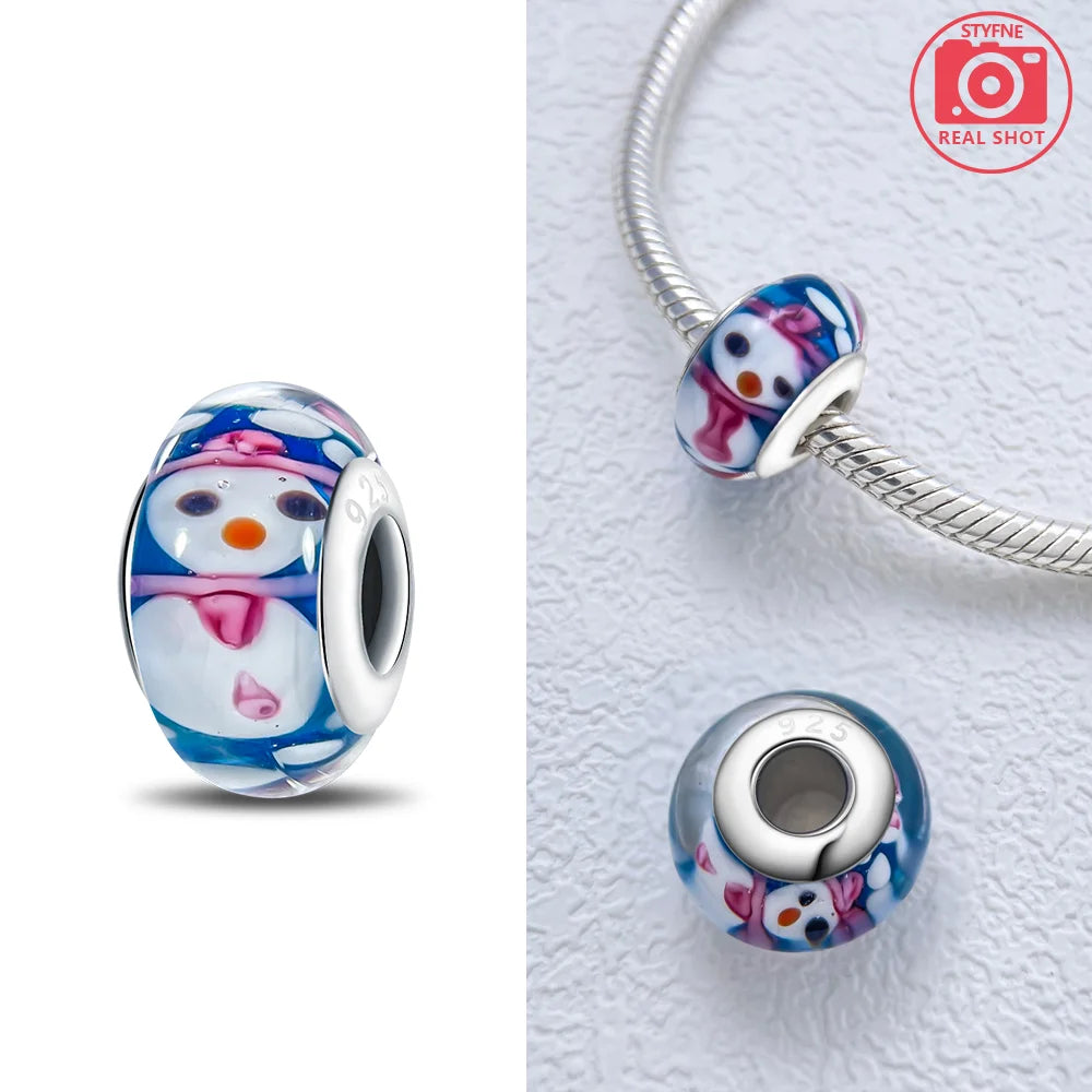 Original 925 Silver Charms Flower Blue Star Green Turtle Glass Beads Fit Bracelet Women DIY Gift Murano Jewelry Accessories
