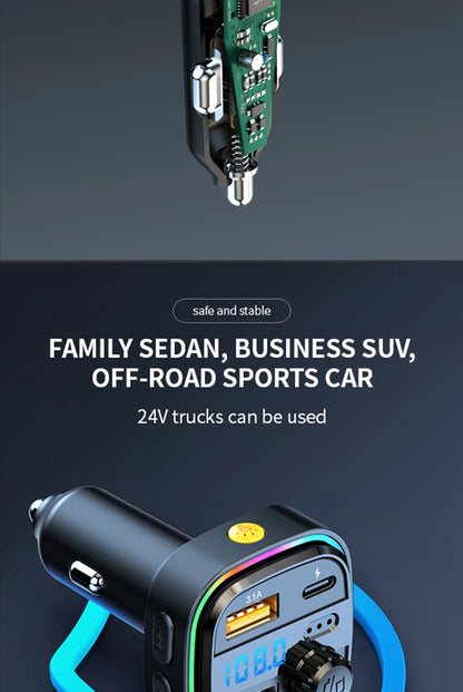 Car MP3 Player FM Transmitter Car Charger Type C Bluetooth 5.0 Handsfree Bluetooth Calling Super Quick Charge Adapter for Car