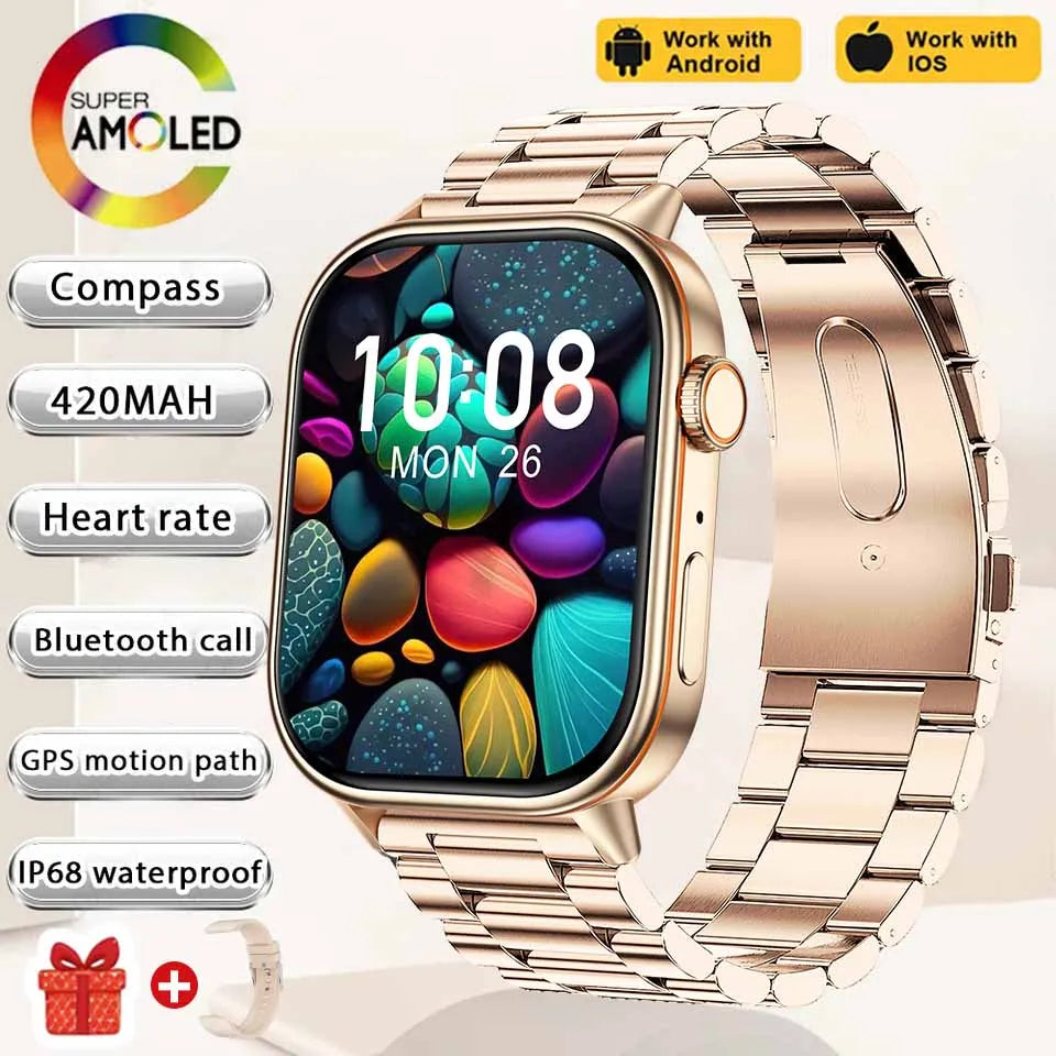 NEW Fashion Built-in 6 Stars GPS Position Smart Watch, Women 2.01'' AMOLED HD Screen IP68 Waterproof Sport  Bracelets For Ladies