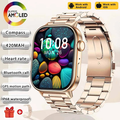 NEW Fashion Built-in 6 Stars GPS Position Smart Watch, Women 2.01'' AMOLED HD Screen IP68 Waterproof Sport  Bracelets For Ladies
