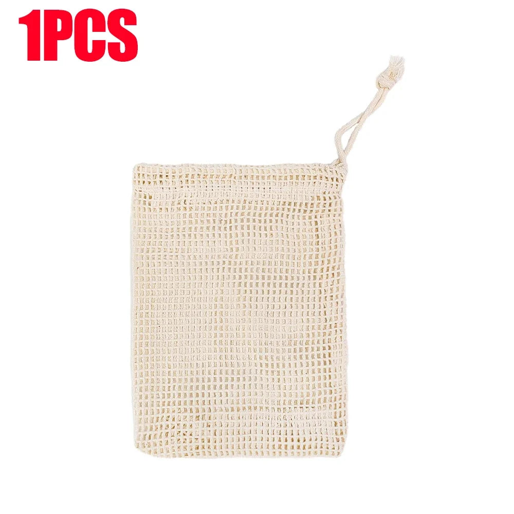 1/10PCS Hangable Soap Bags Natural Cotton Linen Foaming Soap Net Bag Body Soap Cleanser Net Bags Household Shower Cleaning Tools