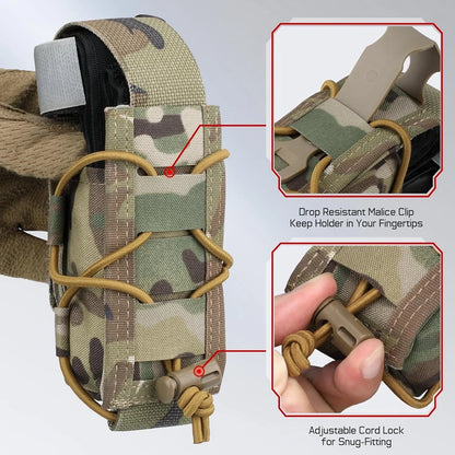 MOLLE Tourniquet Holder IFAK TQ Holder Tactical Medical Pouch Holster First Aid Kit Cross Patch/Bungee Cord with tourniquet