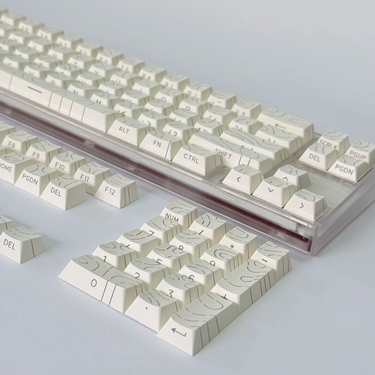 Contour Lines Translucent Keycaps Side Engraving Cherry Profile Black White Key Cap 60 70 80 90 100 Layout Mechanical Keyboard
