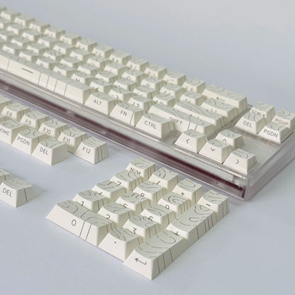 Contour Lines Translucent Keycaps Side Engraving Cherry Profile Black White Key Cap 60 70 80 90 100 Layout Mechanical Keyboard
