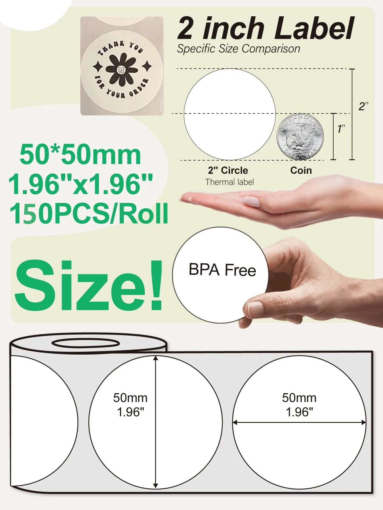 Marklife X2 Thermal Label Sticker Paper Printable White 40-50mm Width Clothing Tag Commodity Price Food Self-Adhesive Tape