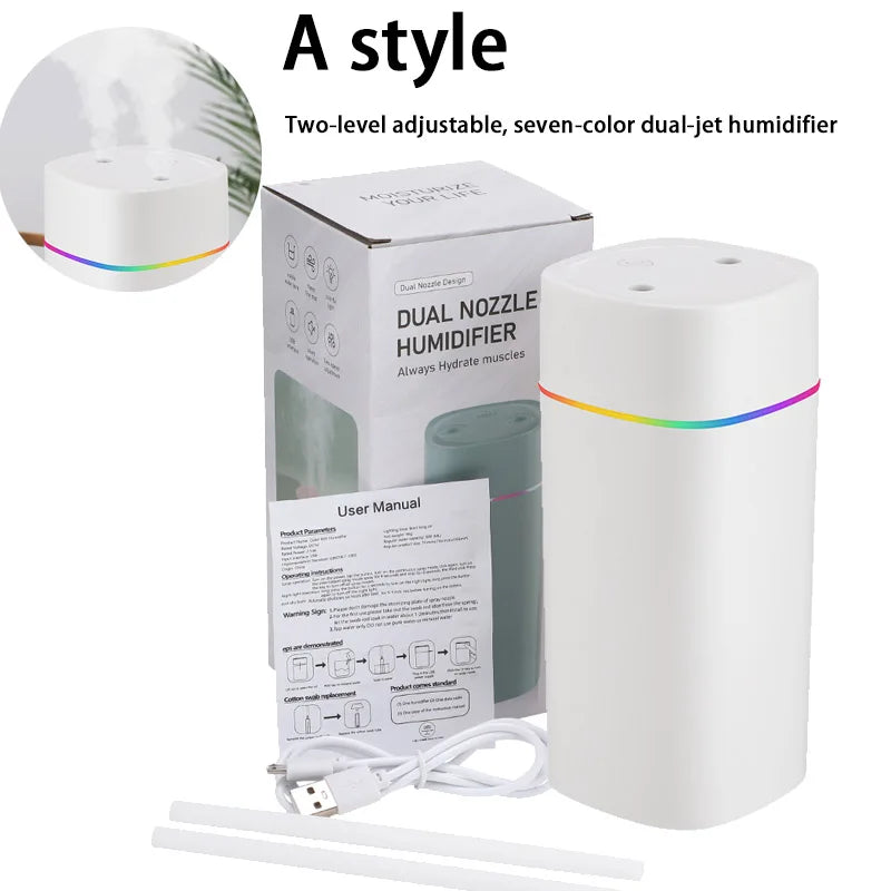 600ml Air Humidifier Nano Mist Maker Water Spray Aromatherapy Essential Oil Diffuser Mute Atomizer Colorful Light For Home Car