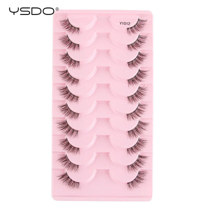YSDO 5/10 Pairs Half Lashes Cat Eyelashes Soft Natural Clear Band False Lashes Natural Wispy Faux 3d Mink Eyelashes Makeup Tools