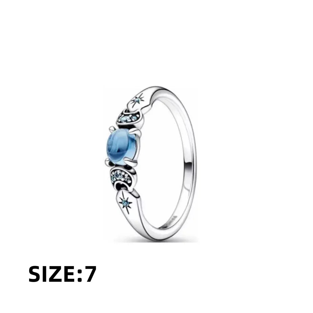 Blue Sparkling Zircon Star Moon Series Charms Beads Fit Original Bracelet Women DIY Pendant Accessories Jewelry 925 Silver Gifts