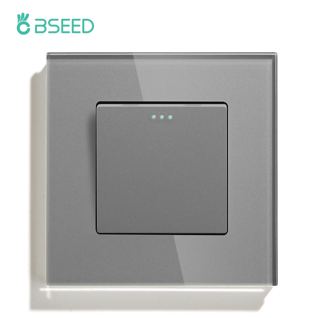 BSEED Mechanical Wall Light Push Switch 1/2Gang 1Way Automatic Rebound Switches Button With Glass Frame 250V
