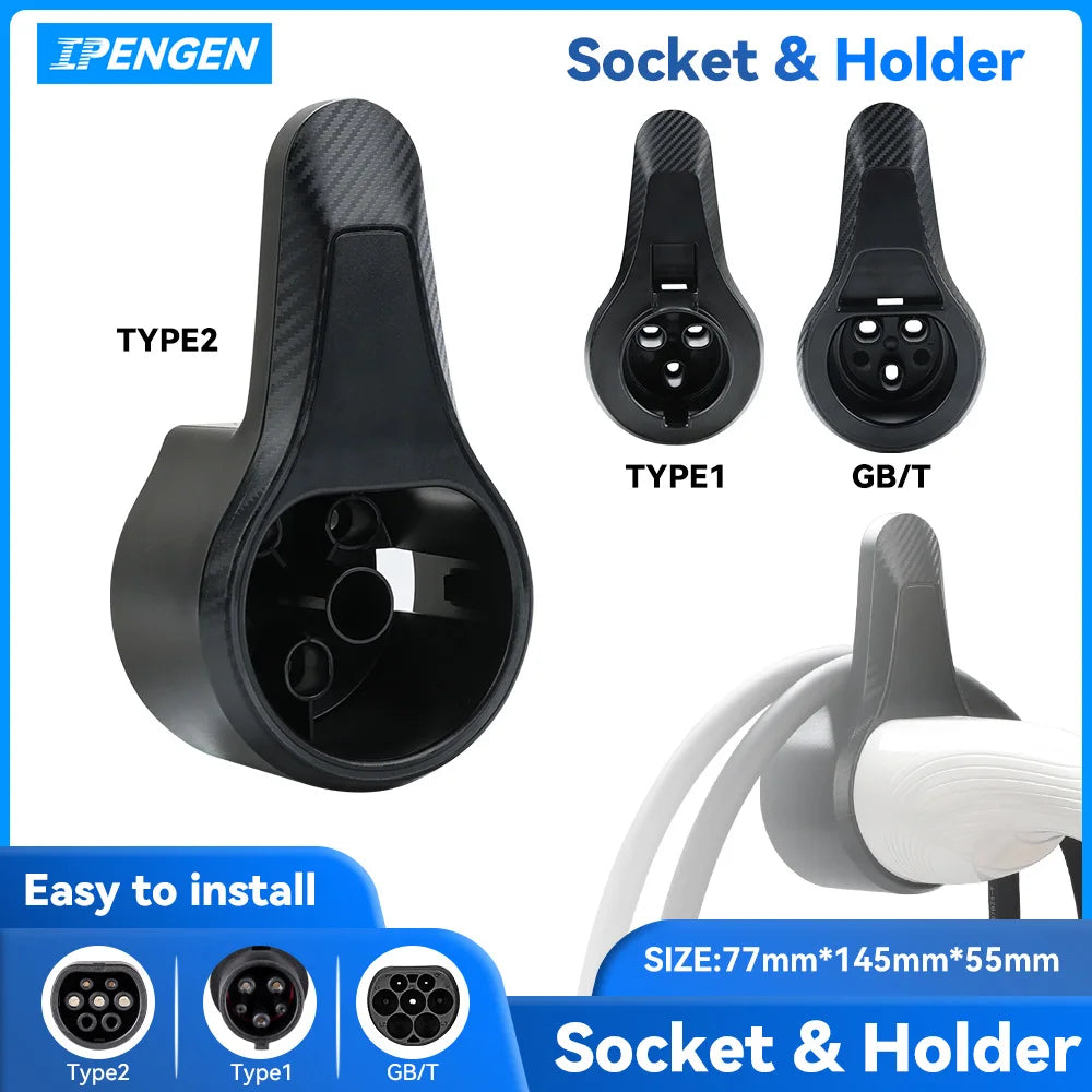 IPENGEN EV Charger Plug Holder for Electric Vehicle Type 2/Type 1/GBT Charging Cable Plug Stand Extra Protection Wallbox