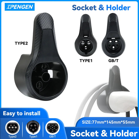 IPENGEN EV Charger Plug Holder for Electric Vehicle Type 2/Type 1/GBT Charging Cable Plug Stand Extra Protection Wallbox
