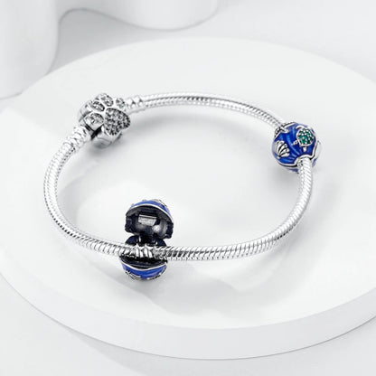 PAMELA 925 Sterling Silver Sea Turtle Starfish Blue Charm Dolphin Octopus Shell Bead For Original Charms Bracelets Ocean Jewelry