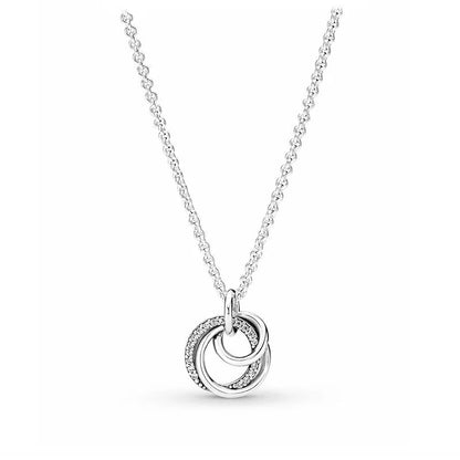 New S925 Silver Colored Zircon Necklace Earrings Suitable for Valentine's Day, Mother's Day, Anniversary Gift DIY Charm Jewelry