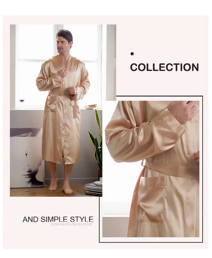 Plus Size 3XL, Men Long Bathrobe Sleepwear, Black Bridegroom Wedding Robe, Spring Summer Sleepwear, Nightwear, Loose Satin Home Wear