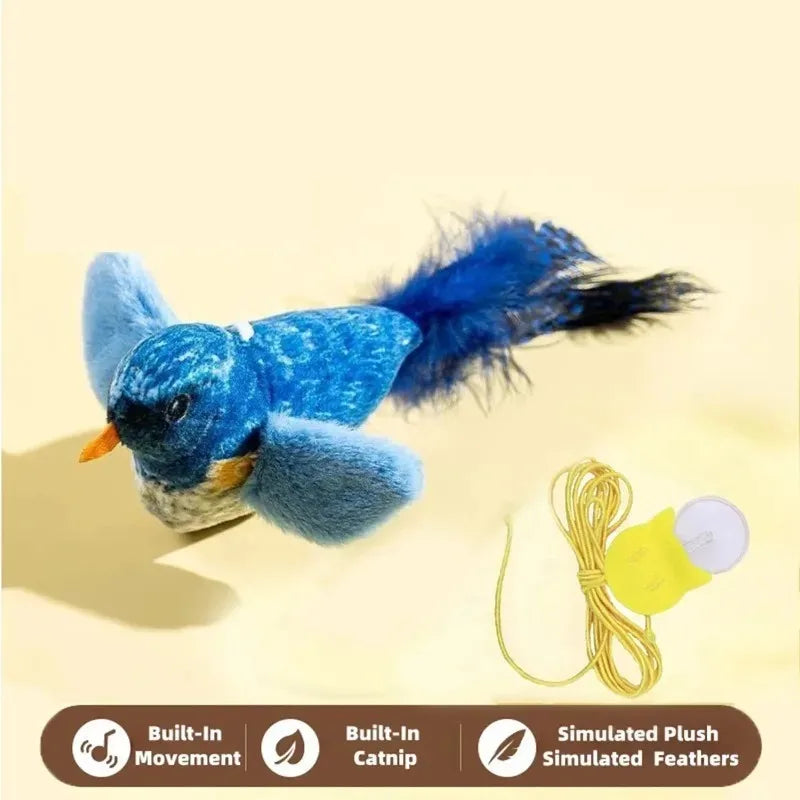 Pet Toy Cat Plush Toy Emulates the Sound Bird to Amuse the Cat Elastic Rope to Relieve Boredom and Resist Scratching and Biting