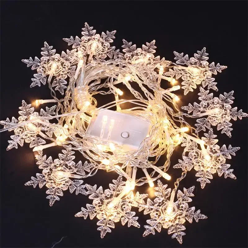 3.2M Christmas Snowflake Curtain String Lights, Indoor Christmas Light, Wedding Home Party New Year LED Xmas Lamps, Eave Decoration