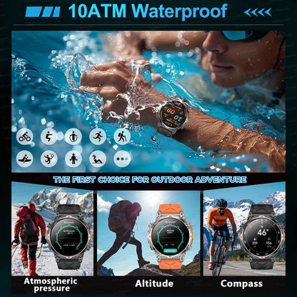 2026 New Outdoor GPS Sports Smartwatches Men Compass 10ATM Waterproof 24/7 Health Monitoring ChatGPT Bluetooth Call Smart Watch