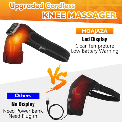 Thermal Knee Massager 3-in-1 Shoulder, Knee, and Elbow Heating Massage Support Brace Rechargeable Vibration Pad Machine Muscle Relaxer
