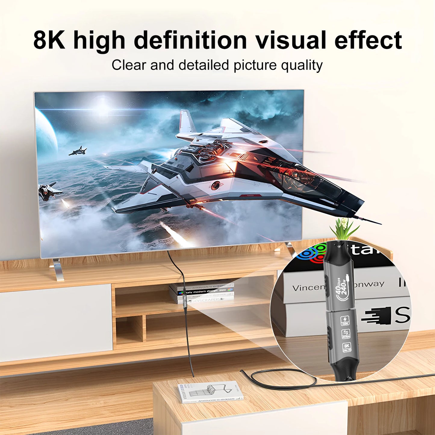 8K USB C 4 Extension Cable, Fast Charging Cable Extender, Male to Female Type C UHD Video 40Gbps 240W PD3.1 with Thunderbolt 4/3